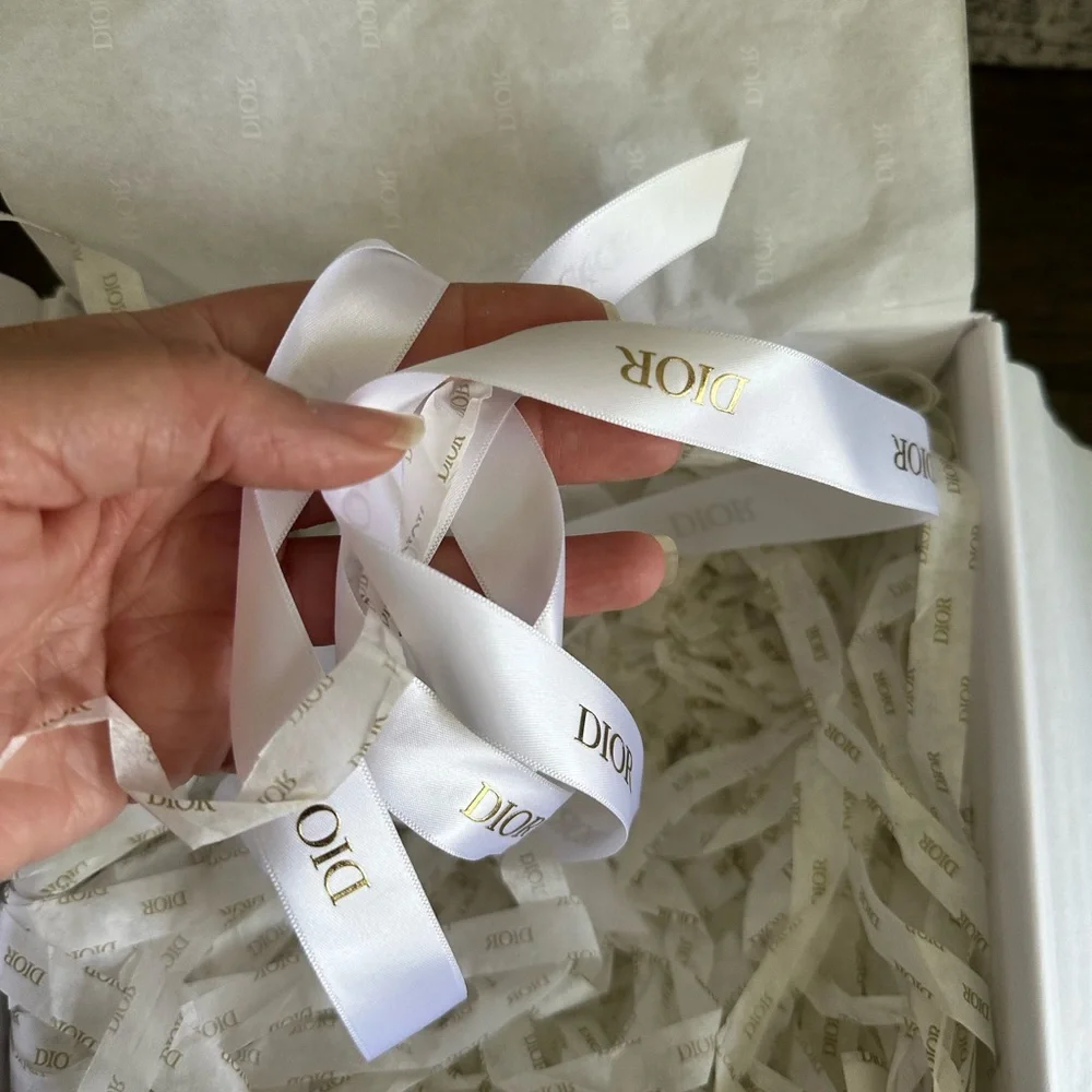 Dior White and Gold Textured Gift Box